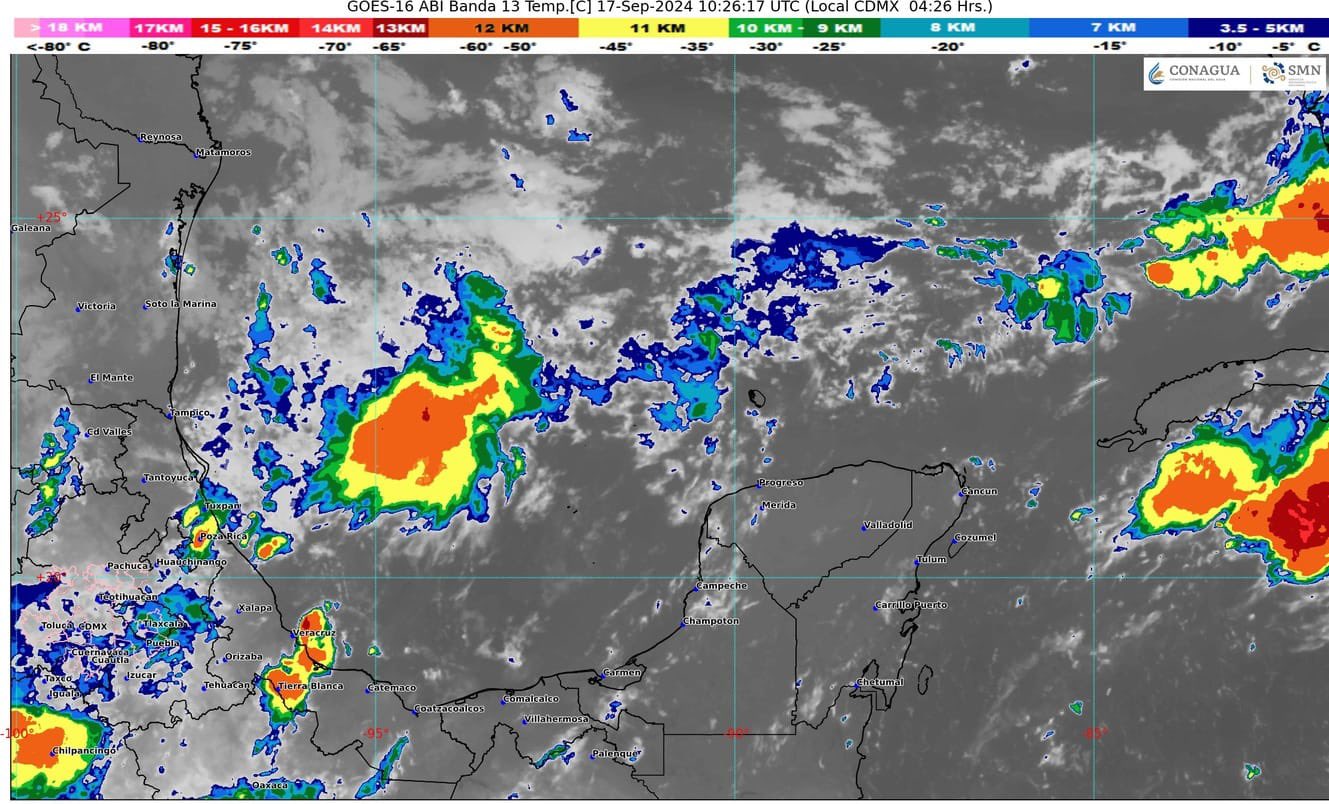 Pronóstico del clima en Quintana Roo para hoy martes 17 de septiembre 2024; ambiente caluroso con cielo nublado y lluvias en Yucatán y Quintana Roo.