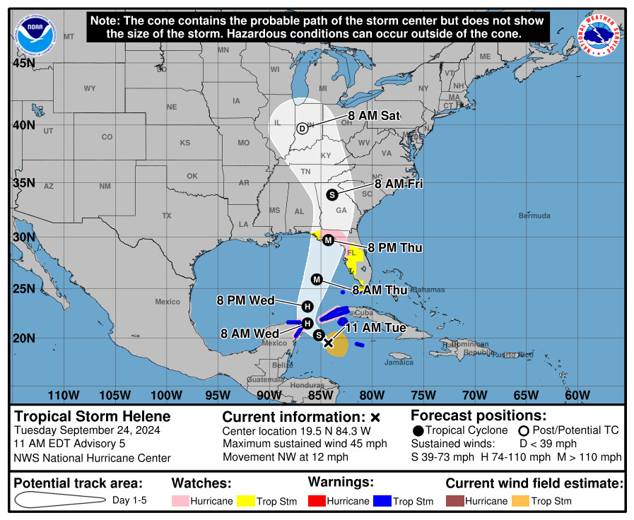 Se forma la Tormenta Tropical ‘Helene’ en el Caribe; actualmente, se ubica a unos 295 kilómetros de la Isla de Cozumel.