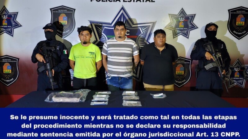 Tres narcomenudistas son detenidos en Cancún