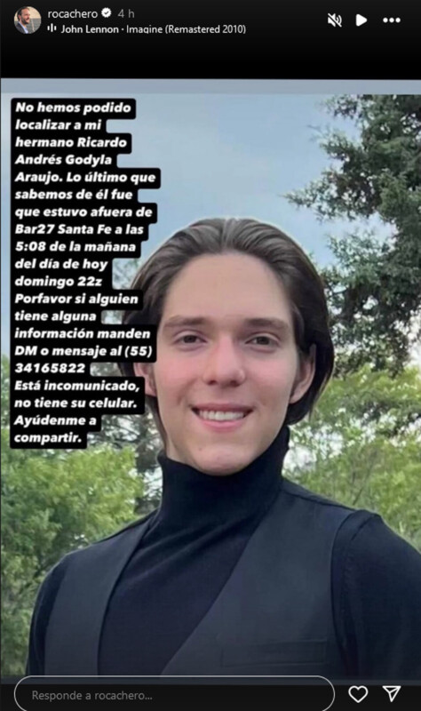 Rodrigo Cachero pide ayuda para localizar a su hermano desaparecido