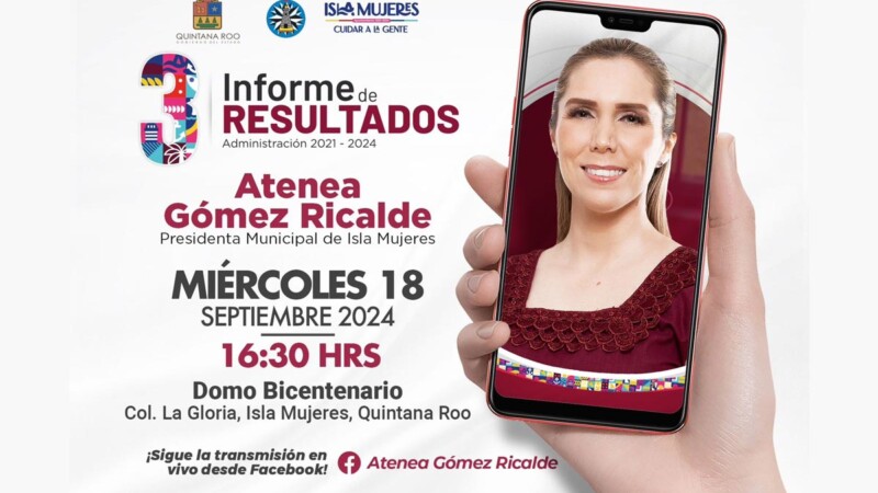 Atenea Gómez Ricalde invita al pueblo de Isla Mujeres a su Tercer Informe de Resultados