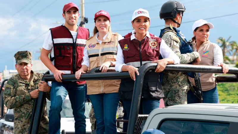 La Gobernadora Mara Lezama y la alcaldesa Atenea Gómez supervisan los daños ocasionados por “Helene” en Isla Mujeres