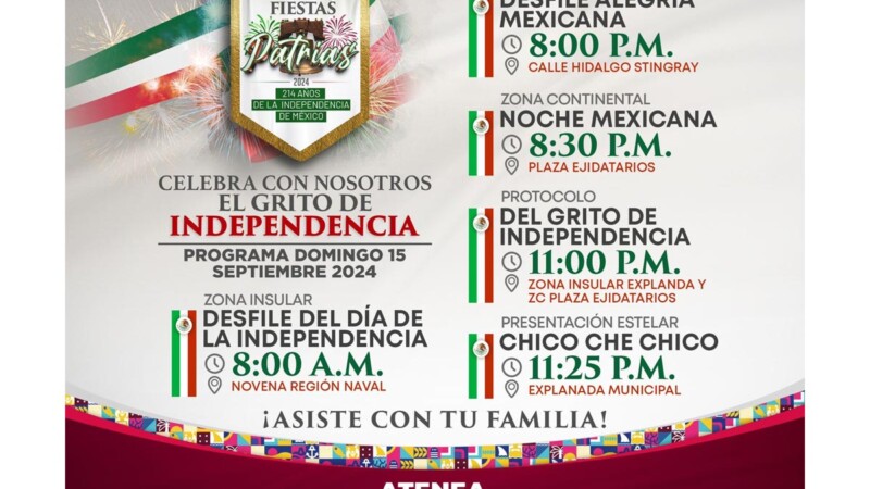 Gobierno de Isla Mujeres anuncia programa del Grito de Independencia