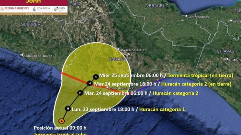 ‘Jhon’ impactaría las costas de Oaxaca como huracán categoría 2