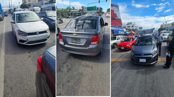 Genera intenso tráfico un golpecito entre dos autos en la Portillo
