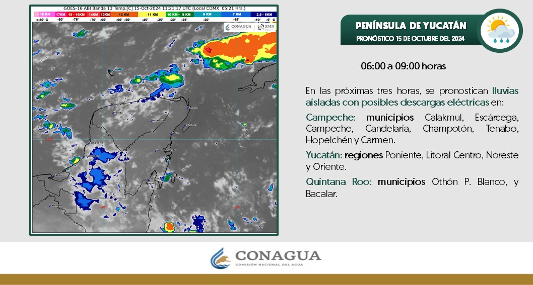 Pronóstico del clima en Quintana Roo para hoy martes 15 de octubre de 2024; cielo medio nublado con probabilidad de lluvias fuertes.