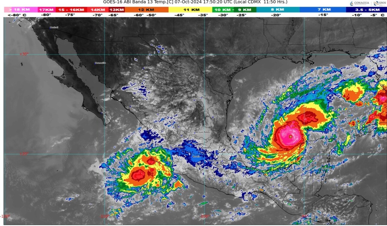 Entre Celestún y Progreso se espera la llegada del huracán ‘Milton’ esta noche; en la Zona Norte de Quintana Roo se esperan lluvias intensas y torrenciales.