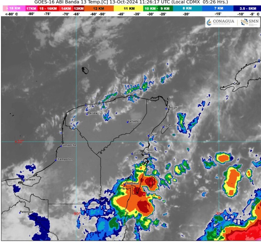 Pronóstico del clima en Quintana Roo para hoy domingo 13 de octubre 2024; Posibles lluvias y chubascos matutinos en costas del estado.