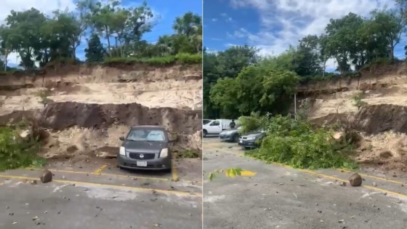 Alarma por un deslave en el estacionamiento del Teletón