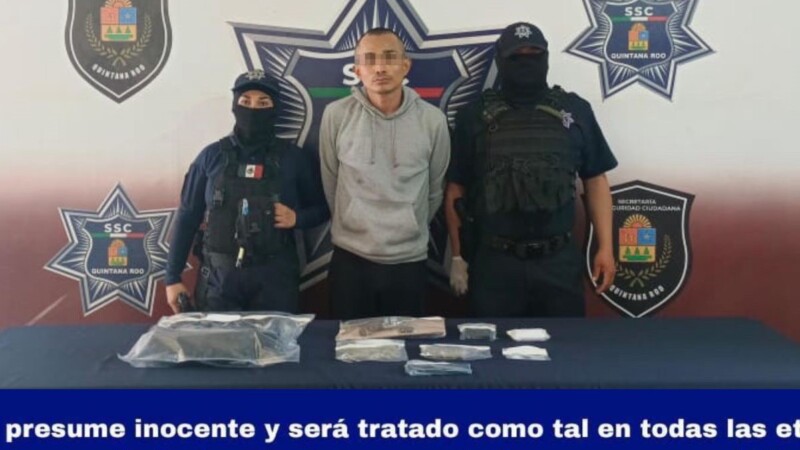 Atrapan a un narcomenudista en fraccionamiento Prado Norte en Cancún