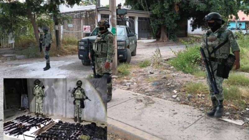 Aseguran arsenal y detienen a 14 durante operativo militar en Sinaloa