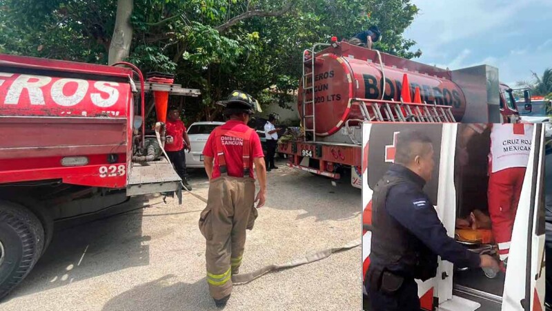 Rescatan bomberos a dos menores durante incendio en Alfredo V. Bonfil