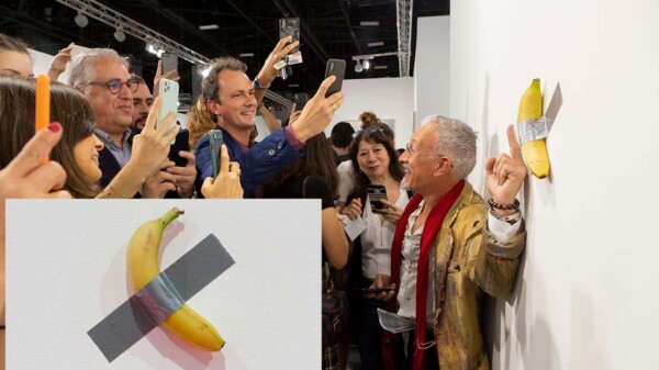 Subastarán un plátano pegado con cinta en un millón de dólares