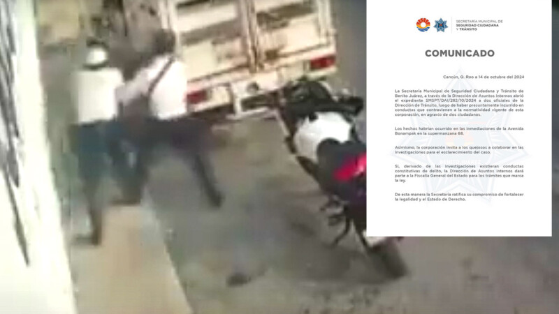 Suspenden a dos agentes de tránsito en Cancún por presunta agresión a ciudadanos