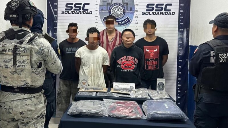 Detienen a una narcocélula con drogas y armas en Playa del Carmen