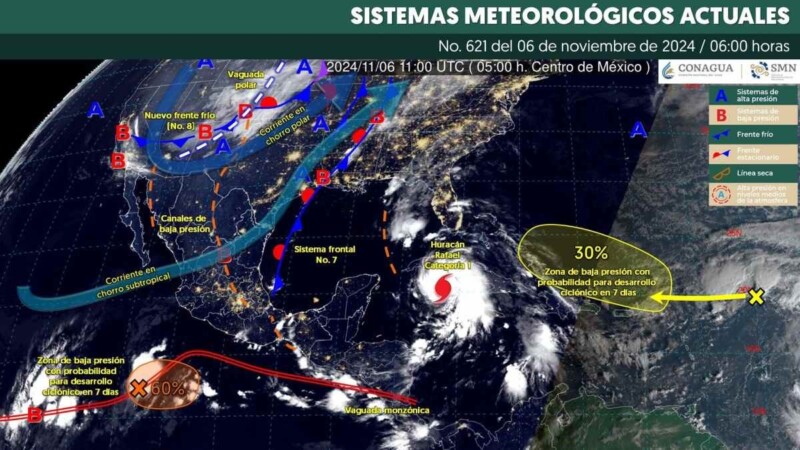 Pronóstico del clima en Quintana Roo para hoy miércoles 6 de noviembre 2024.