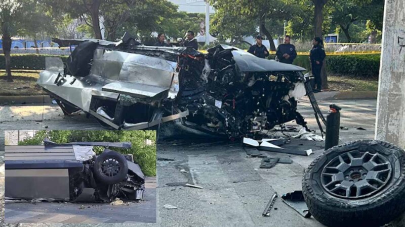 Chocan dos "resistentes" Cybertrucks en México este fin de semana