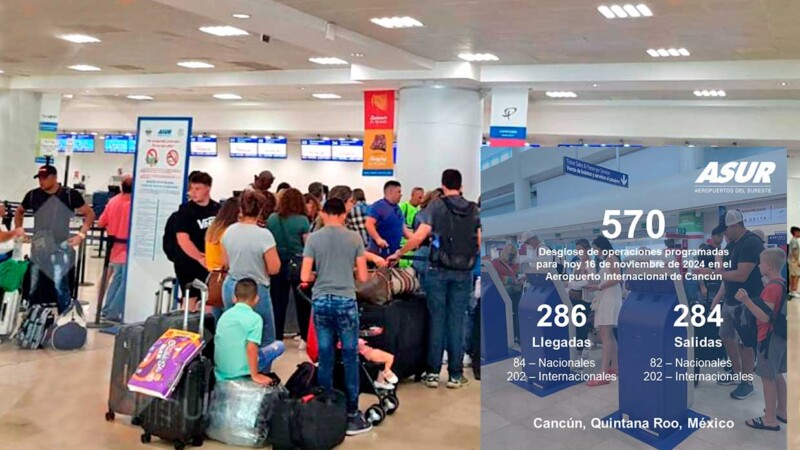 Aeropuerto de Cancún mantiene aumento en número de vuelos