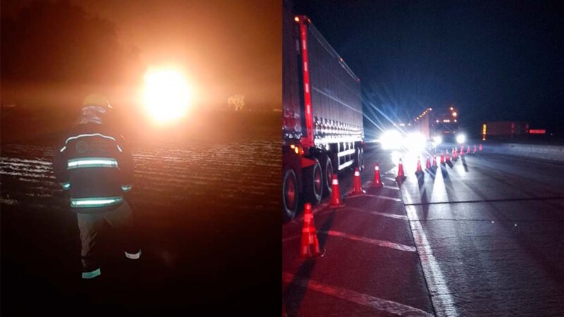 Fuga de gas en toma clandestina causa cierre de autopista Puebla-Orizaba