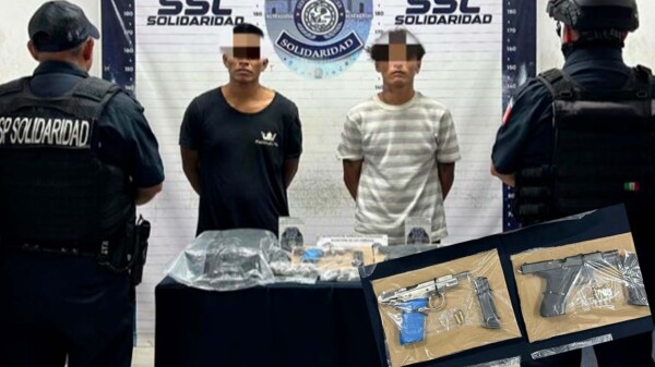 Capturan a dos empistolados con droga en Playa del Carmen