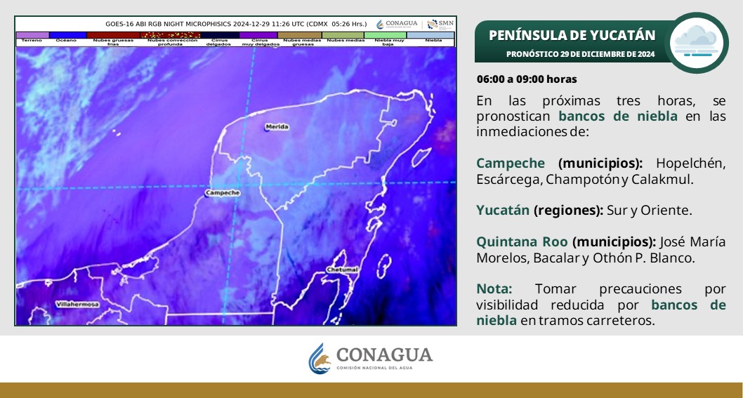 Pronóstico del clima en Quintana Roo para hoy domingo 29 de diciembre 2024; probabilidad de intervalos de chubascos en la Península.