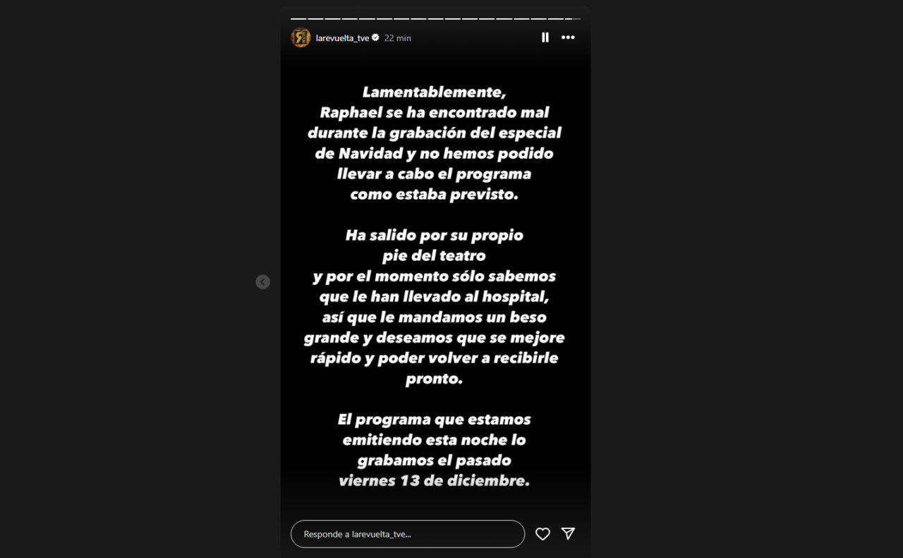Emisión 'La Revuelta', donde se desvaneció Raphael, lanza comunicado