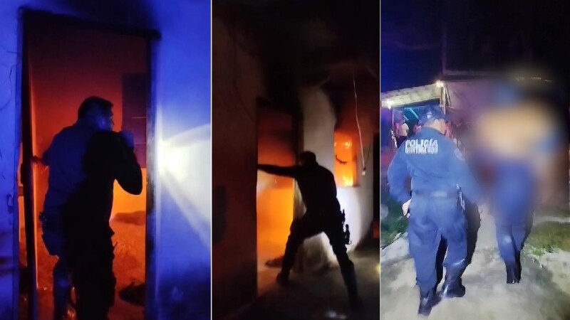Policías municipales salvan la vida a un hombre en un incendio en Tres Reyes