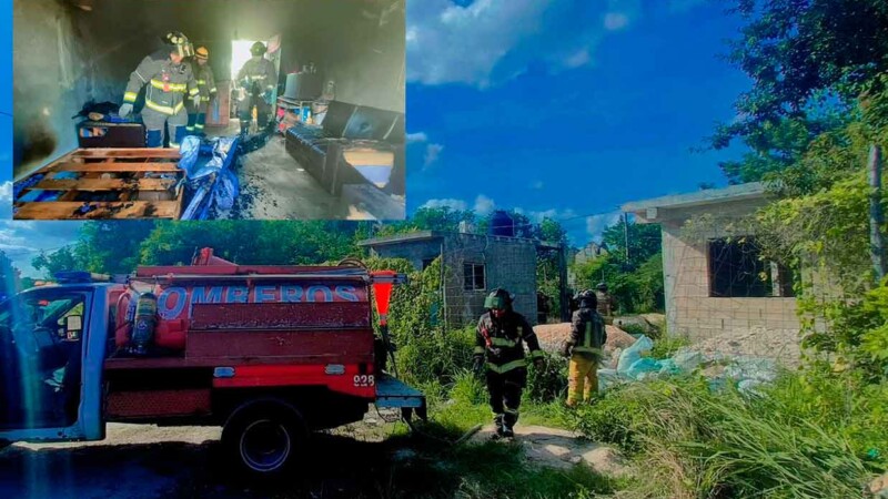 Incendio consume vivienda en Cancún