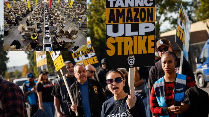 Empleados de Amazon se declaran en huelga a días de la navidad