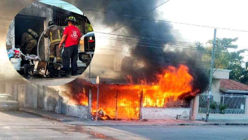Incendio consume bodega en colonia de Cancún