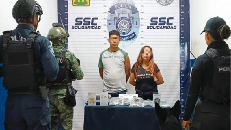 En Playa del Carmen detienen a pareja con más de 100 dosis de enervantes