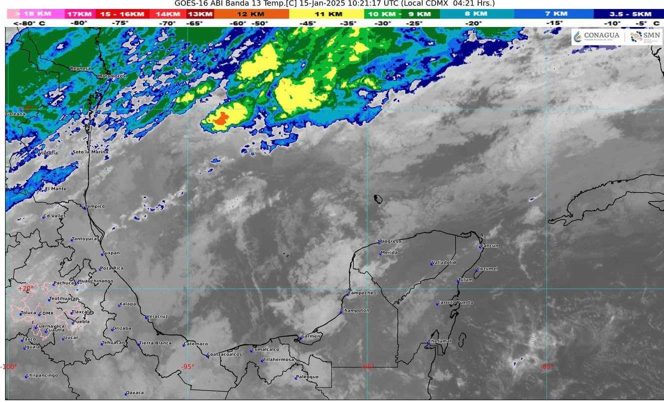 Pronóstico del clima en Quintana Roo para hoy miércoles 15 de enero 2025; cielo medio nublado con probabilidad de lluvias fuertes y posibles descargas eléctricas.
