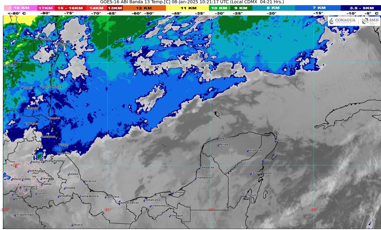 Pronóstico del clima en Quintana Roo para hoy miércoles 8 de enero 2025; en el trascurso del día, cielo medio nublado a nublado con lluvias aisladas en la región.