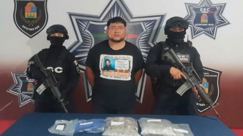 Detienen a presunto narcomenudista en Cancún con 56 dosis de marihuana