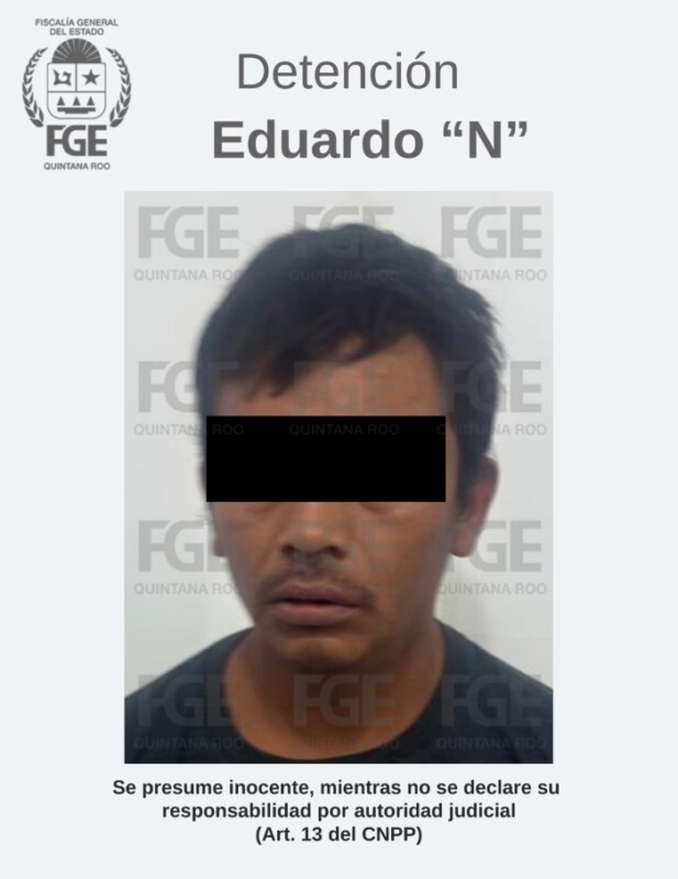 Detienen al autor material de un homicidio en Tulum; Eduardo “N”, alias “Chaparro” y/o “Comandante”, es miembro de grupo delincuencial que opera en el estado.