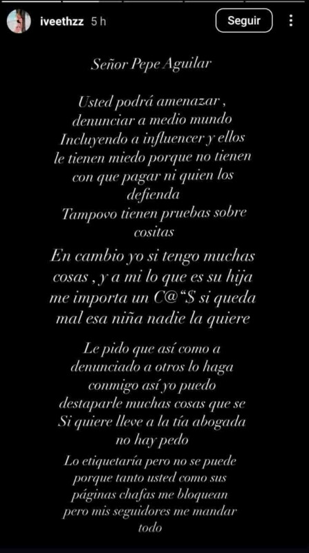 Influencer manda mensaje a Pepe Aguilar tras desmentir su romance con Christian Nodal