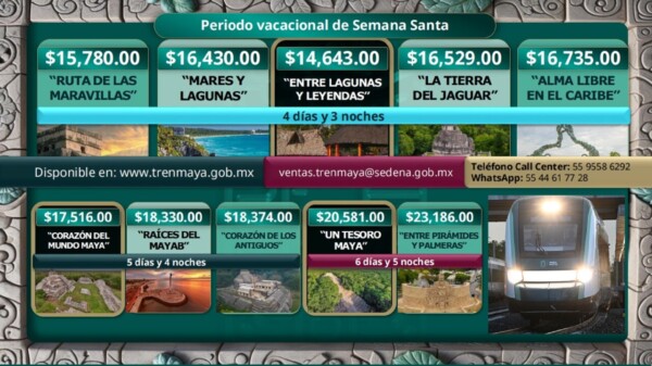 Tren Maya “arma” paquetes para vacacionar en Semana Santa
