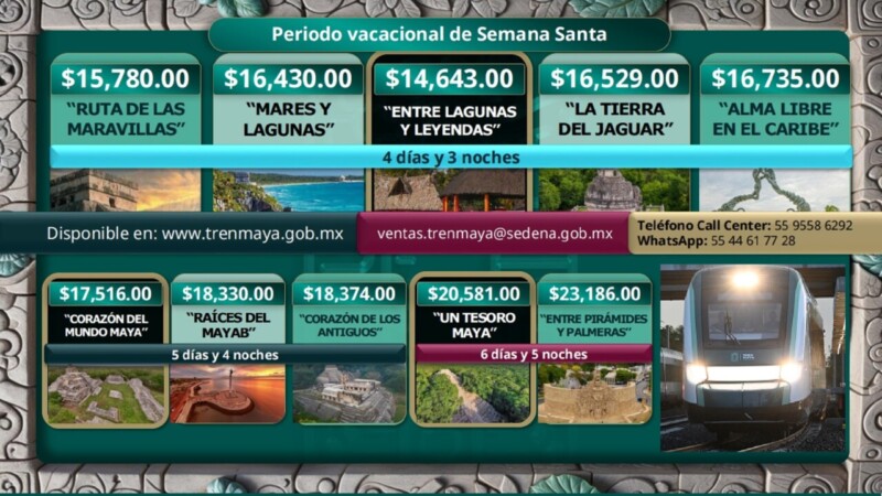Tren Maya “arma” paquetes para vacacionar en Semana Santa