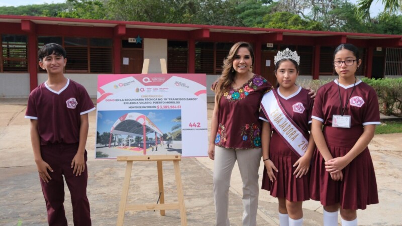 Anuncia Mara Lezama construcción de domo en Secundaria Técnica 10 “Francisco Zarco” en Leona Vicario