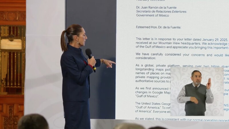 Google debe respetar Golfo de México o habrá demanda: Sheinbaum