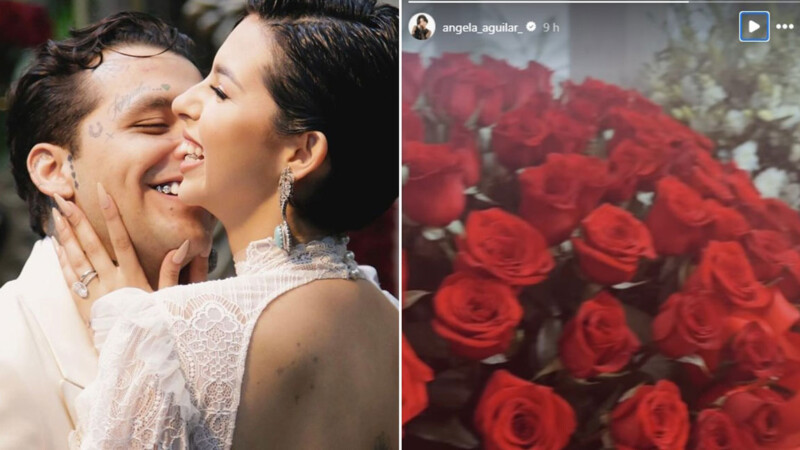 Ángela Aguilar presume ramo buchón que le regaló Nodal