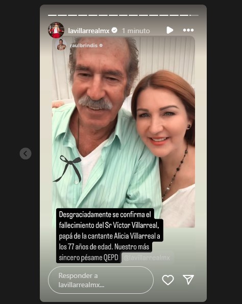 Fallece el padre de Alicia Villarreal en medio de un difícil momento personal