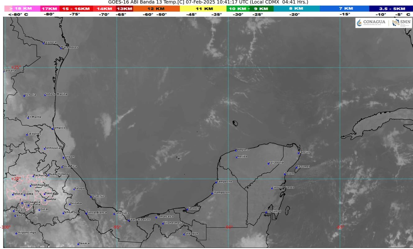 Pronóstico del clima en Quintana Roo para hoy viernes 7 de febrero 2025; cielo medio nublado con lluvias aisladas en Campeche y el estado.