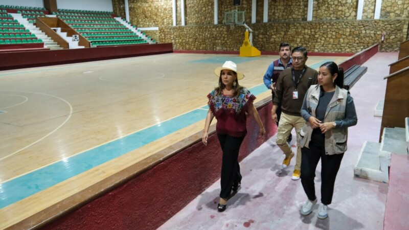 Mara Lezama: avanza rehabilitación del Palacio de los Deportes “Erick Paolo Martínez” en Chetumal