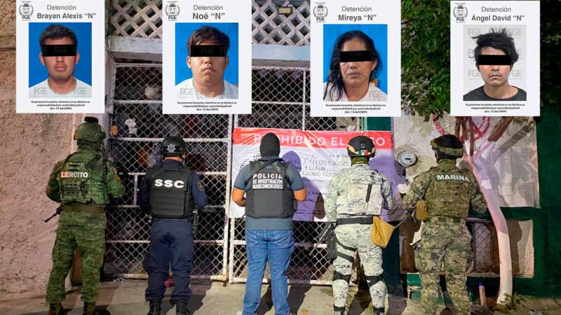 Detienen autoridades en Cancún a cuatro presuntos narcomenudistas tras serie de cateos