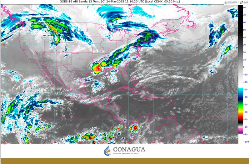 Pronóstico del clima en Quintana Roo para hoy lunes 24 de marzo 2025; incremento de nubosidad con lluvias aisladas en el estado y Yucatán.