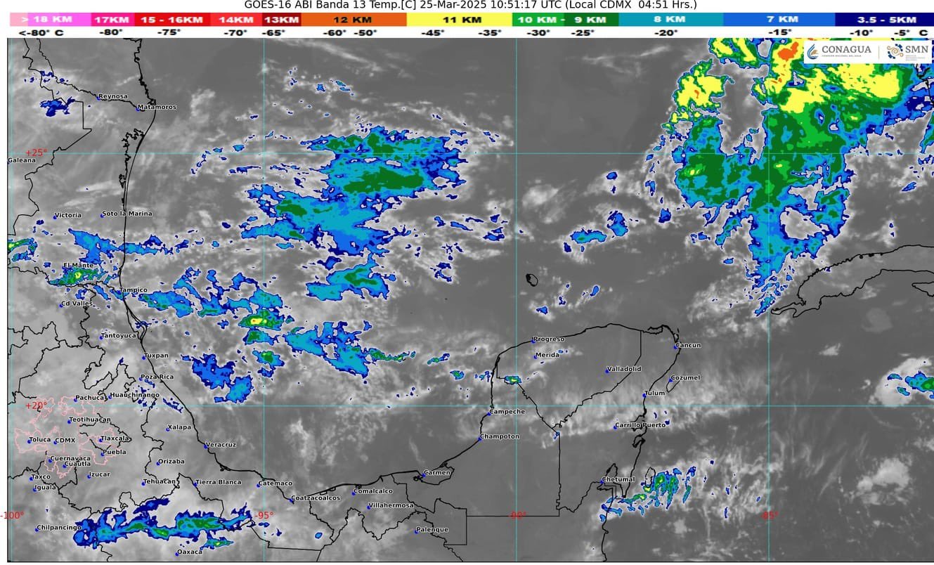 Pronóstico del clima en Quintana Roo para hoy martes 25 de marzo 2025; incremento de nublados con intervalos de chubascos en la región.