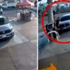 Iracundo automovilista embiste a empleado de una gasolinera (VIDEO)