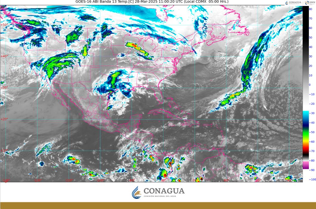 Pronóstico del clima en Quintana Roo para hoy viernes 28 de marzo 2025; cielo medio nublado en el transcurso del día con probabilidad de lluvias aisladas.