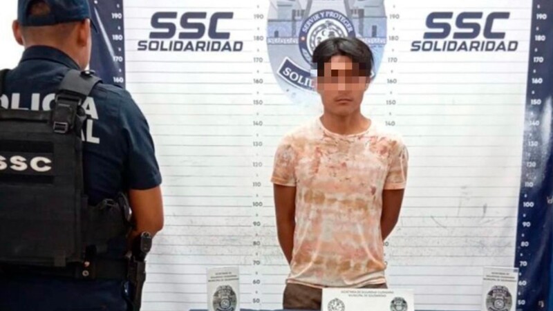 Detienen a violento sujeto por agredir con un cinturón a un hombre en Playa del Carmen